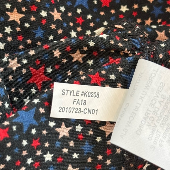 Madewell Navy Starry Night 100% Silk Wrap-Front Ruffle-Hem Blouse Size XS - Picture 7 of 13